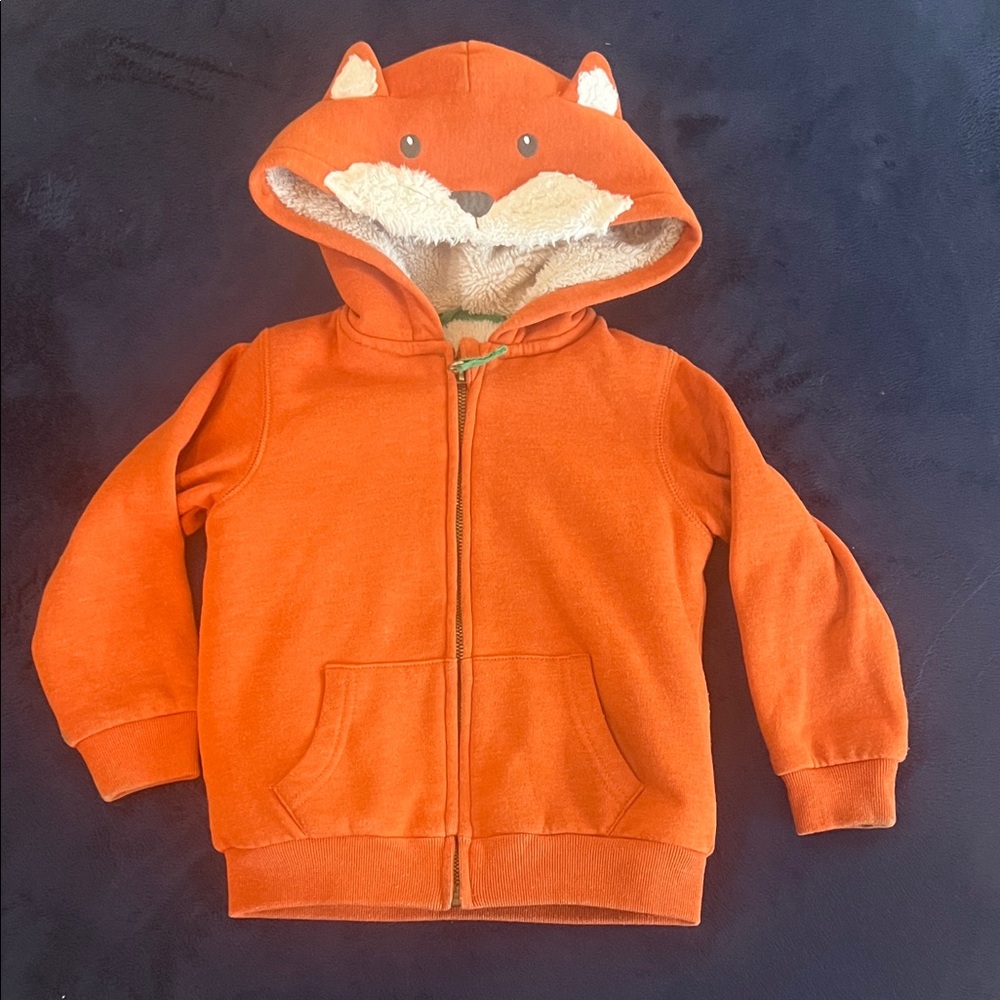 Mini Boden Vibrant Orange Fox Hoodie